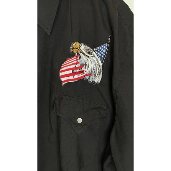 Vtg Ely Cattleman Pearl Snap Bald Eagle Western American Flag Patriotic Mens 3XL - Picture 2 of 6